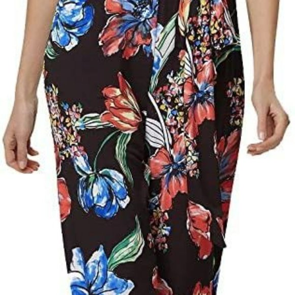 NWT Tahari ASL Halter Jumpsuit Floral Sleeveless Stretch Pockets Belted.  SZ 10 - Picture 3 of 4